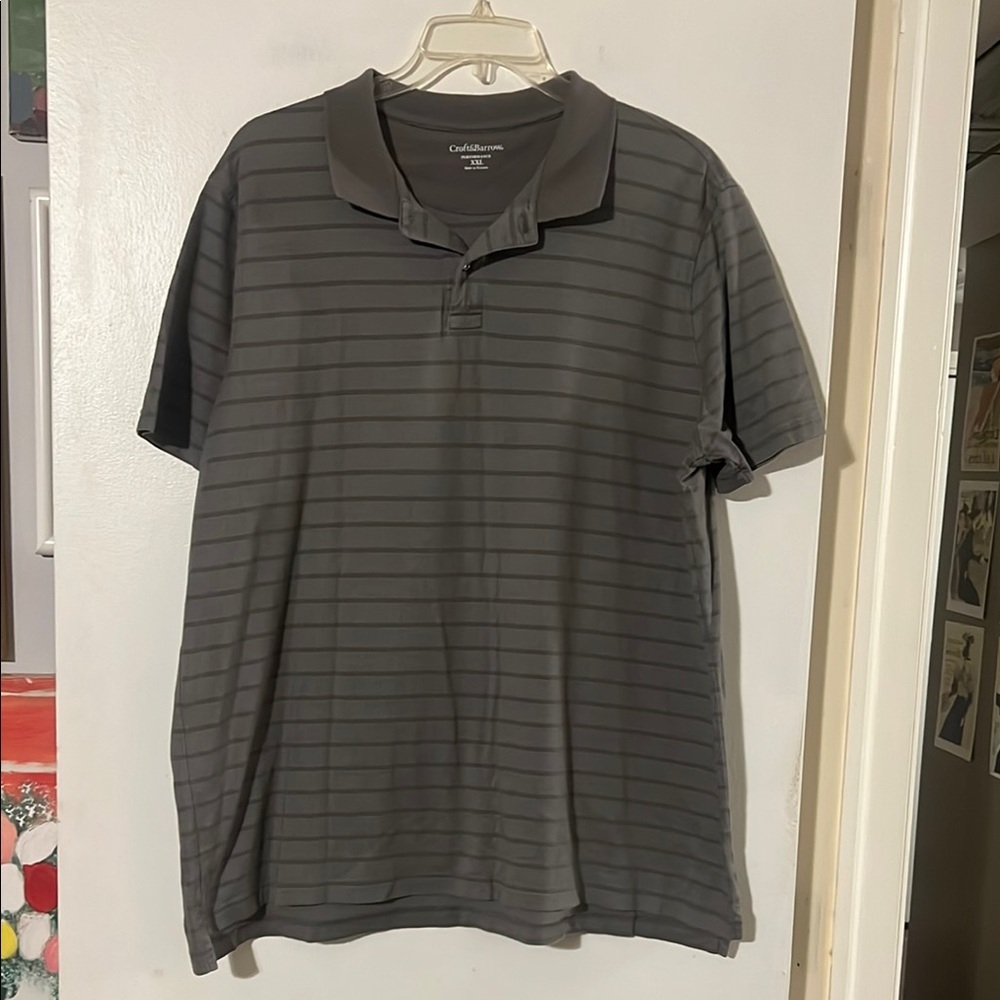 Croft & Barrow green striped mens short sleeve polo collar shirt